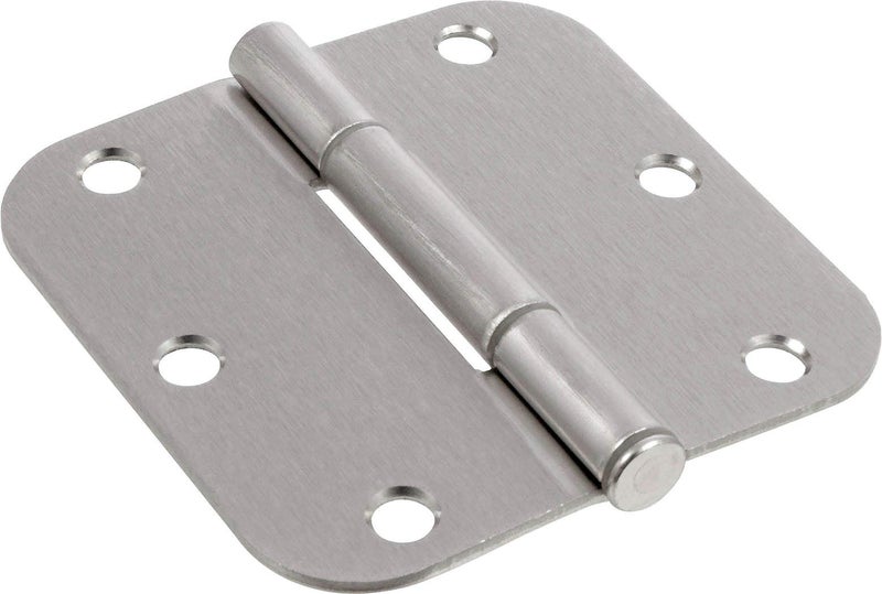 Hardware Essentials 854328 Smooth Corner Squeak-Proof Door Hinges, 3-1/2 inch, Satin Nickel - Image 1
